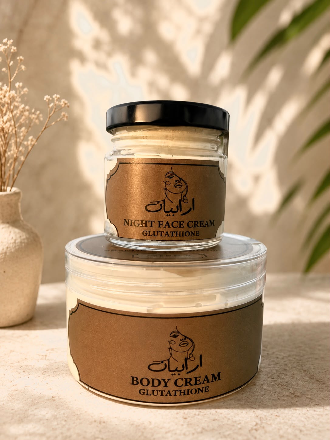 Arabian Beauty Cosmetics products in the desert